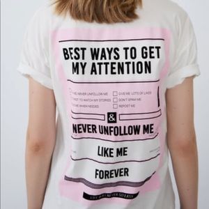 🆕 Zara Printed TEXT T-Shirt